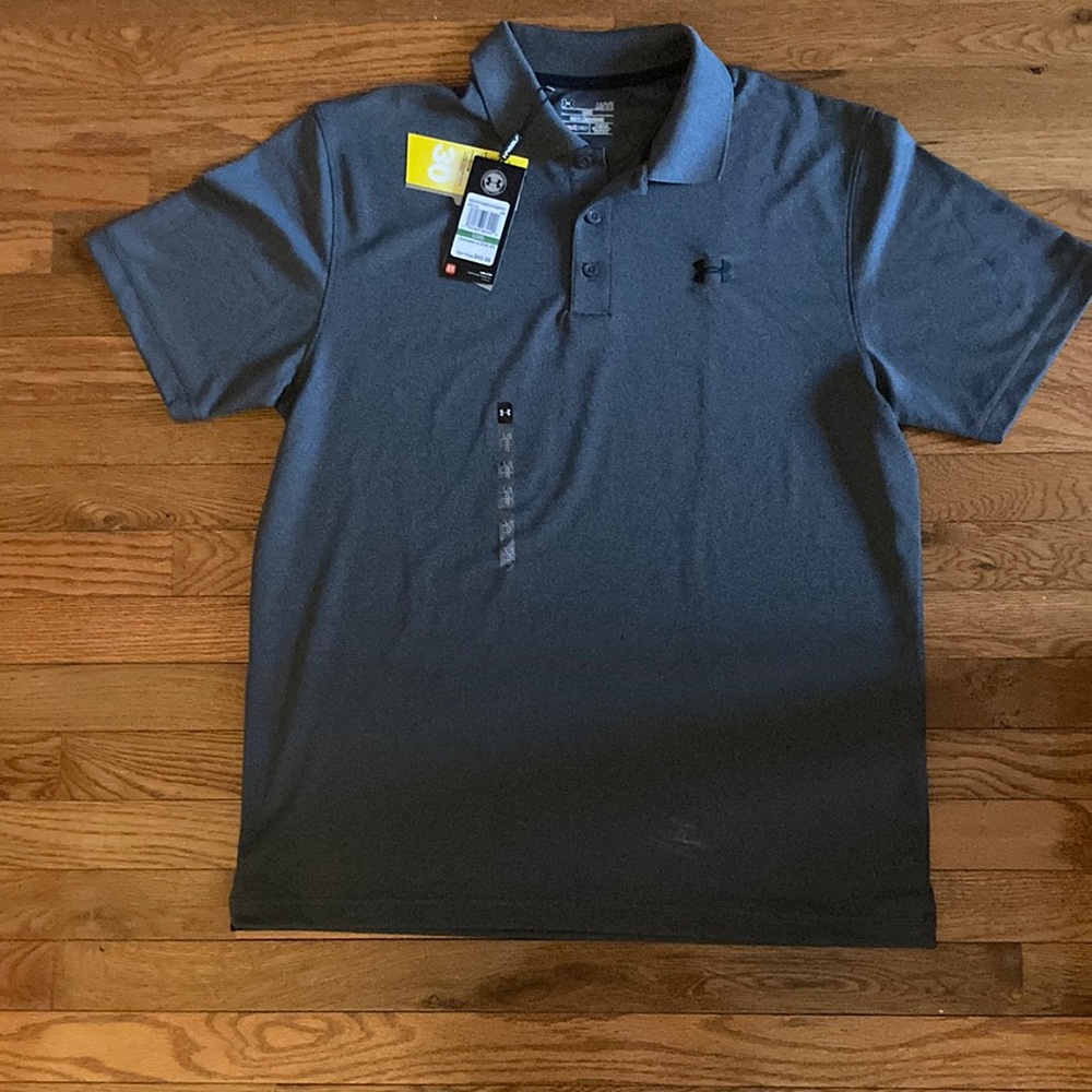 UNDER ARMOUR  HEAT GEAR LARGE GREY GOLF SHIRT